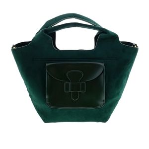 Anthropology green crossbody satchel mod vintage style velvet suede purse